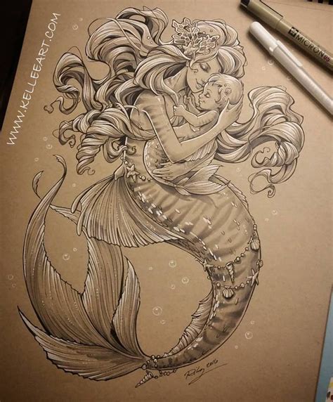 Mother and Baby Mermaid by KelleeArt on DeviantArt | Mermaid tattoos ...