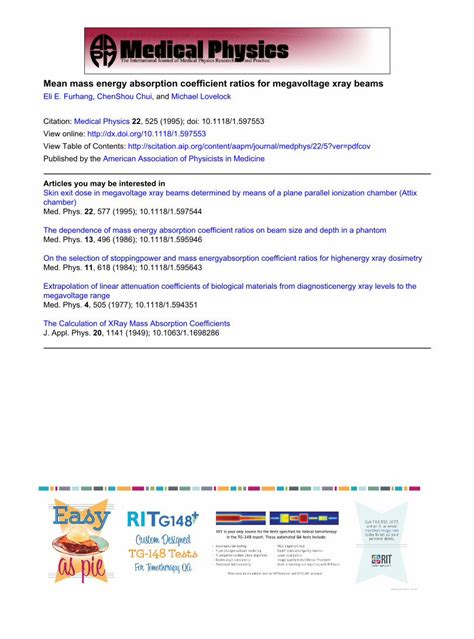 (PDF) Mean mass energy absorption coefficient ratios for megavoltage x ...