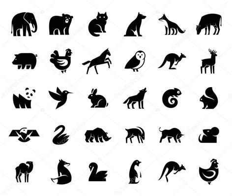 Animals Logos Collection Animal Logo Set Isolated White Background — Stock Vector ...