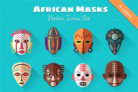 8 African Masks Flat Icons | African masks, African, Flat icon