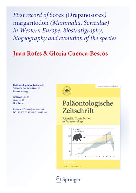 (PDF) First record of Sorex (Drepanosorex) margaritodon (Mammalia, Soricidae) in Western Europe ...