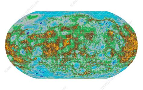 Topographic map of Mercury - Stock Image - C034/5290 - Science Photo ...