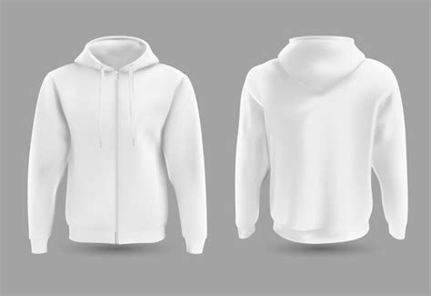 Hoodie branco dianteiro e traseiro. | Vetor Premium | 白パーカー, パーカー