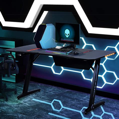 Amazon.com: Depointer X-Pro Gaming Desk LED Lights Z-Shaped Ergonomic ...