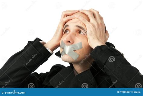 Businessman With His Mouth Taped Shut Royalty Free Stock Photography ...