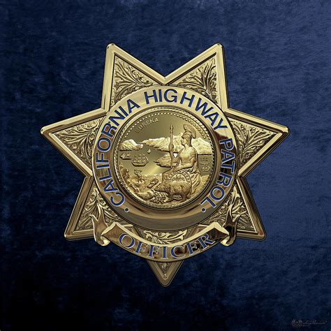 California Highway Patrol - C H P Police Officer Badge over Blue Velvet Digital Art by Serge ...