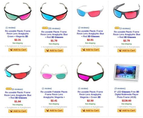 Many types of 3D glasses and stuff