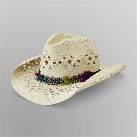 Joe Boxer Women's Straw Cowboy Hat - Feathers