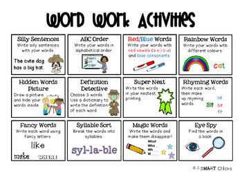 Word Work Activities FREEBIE by 2 SMART Chicks | TPT