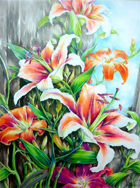 ORIGINALLilies colored pencil drawing by paintingkim on Etsy | Drawings, Flower drawing, Pencil ...