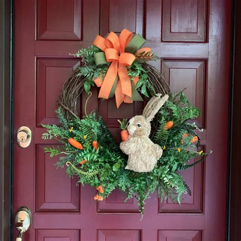 Easter Wreath Bunny Wreath Rabbit & Carrot Door Decor | Etsy | Bunny wreath, Rabbit decor, Door ...