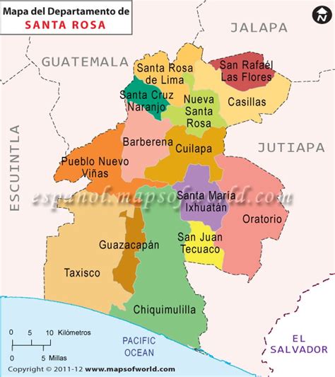 Mapa de Santa Rosa , Departamento de Santa Rosa Guatemala