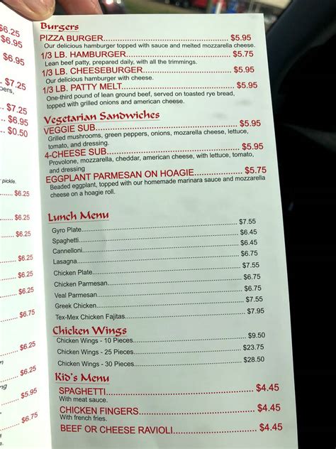 Menu at Rafael's Italian Restaurant, Trenton