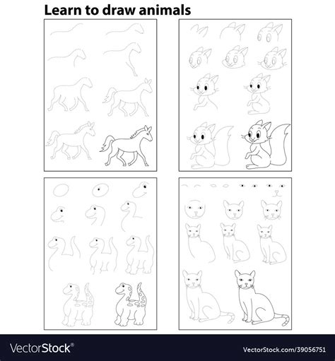 Learn to draw animals Royalty Free Vector Image