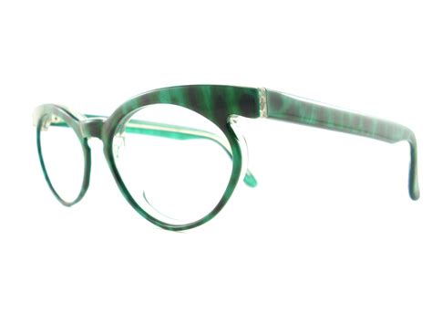 Vintage Eyeglasses Frames Eyewear Sunglasses 50S: VINTAGE GREEN CAT EYE GLASSES EYEGLASSES ...