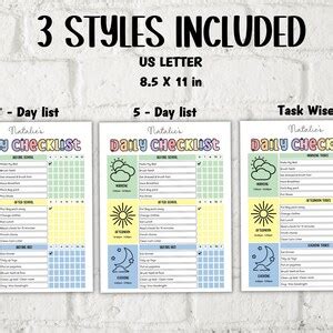 Daily Task Planner Template Checklist cleaning Checklist School Routine Kids Daily Tasks ...