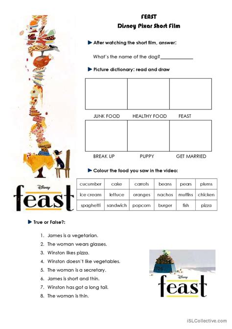 FEAST: Disney Pixar short film video…: English ESL worksheets pdf & doc