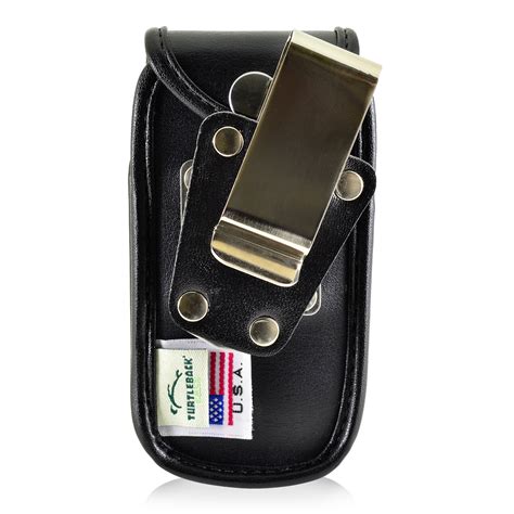 Kyocera Cadence Flip Phone Case Black Leather Metal Clip - Turtleback