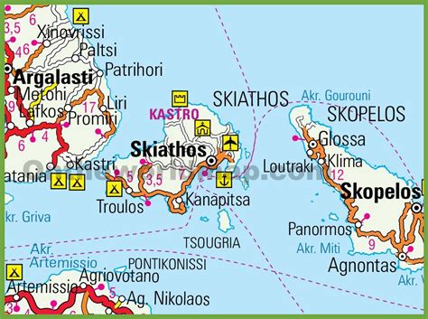 Skiathos road map - Ontheworldmap.com