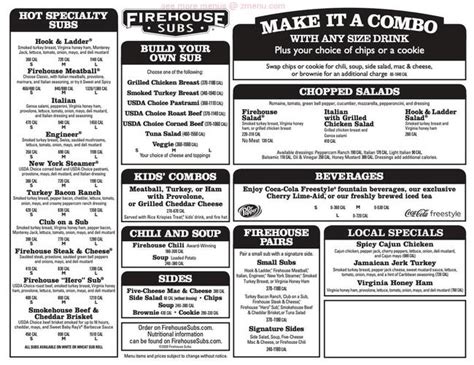 Online Menu of Firehouse Subs Windermere Restaurant, Houston, Texas, 77065 - Zmenu