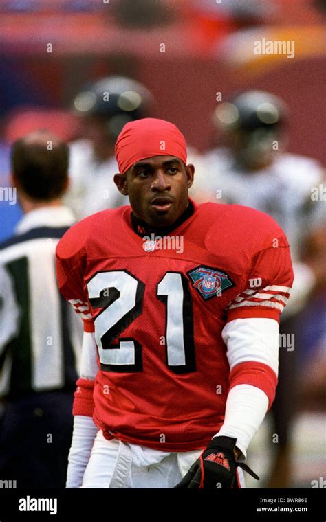 Deion Sanders competing for the San Francisco 49ers at the 1995 ...