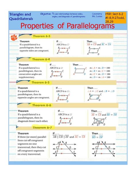 Properties Of Parallelogram Worksheet