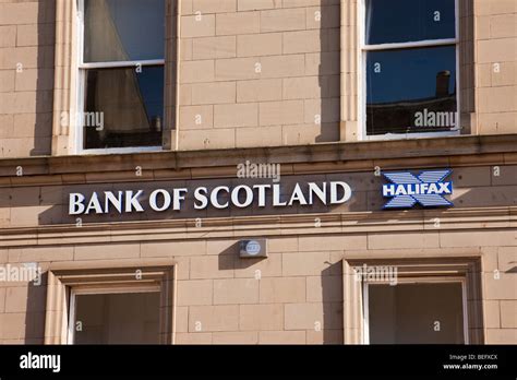 Bank of Scotland and Halifax building society signs. England, UK Stock ...