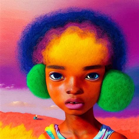 a black girl with a colorful afro and rainbow eyes, at | Stable Diffusion | OpenArt