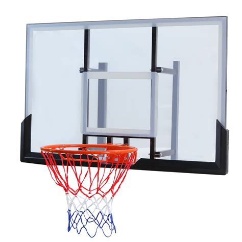 Wall-Mount Basketball Backboard 120x80cm with Rim Net System