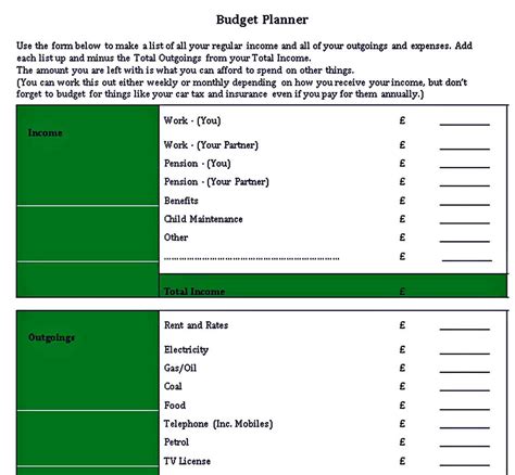 Budget Planner Template | room surf.com