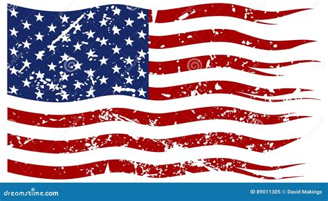 American Flag Ripped and Grunged Stock Illustration - Illustration of ...