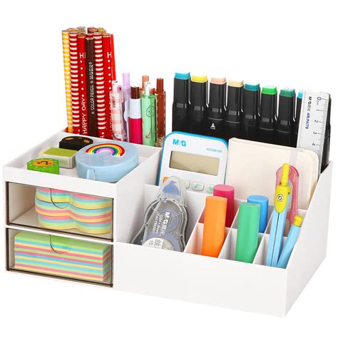 Buy LETURE Office Supplies Desk Makeup Organizer Caddy with Drawer + 6 ...