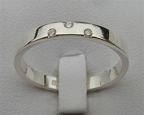 Contemporary Silver Three Diamond Wedding Ring | UK!