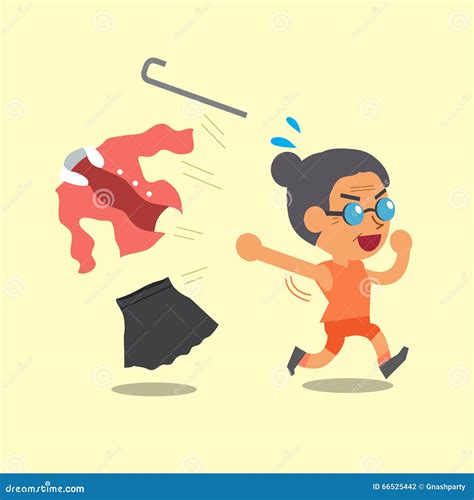 Cartoon Old Woman Changing Clothes To Sportswear Stock Vector ...