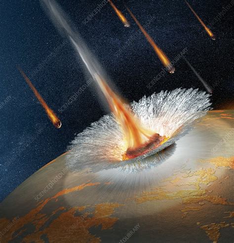 Meteor strike, artwork - Stock Image - C014/7123 - Science Photo Library