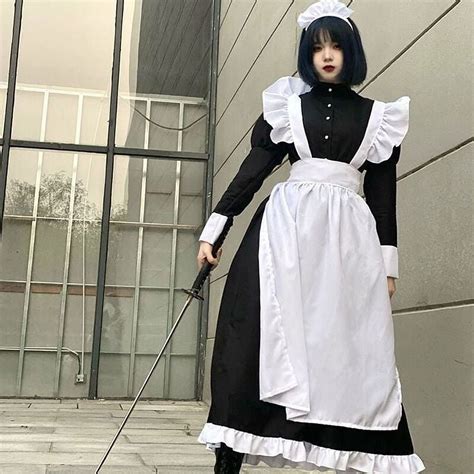 PIKADINGNIS Gothic Maid Outfit Men Women Cosplay Anime Maid Outfit ...