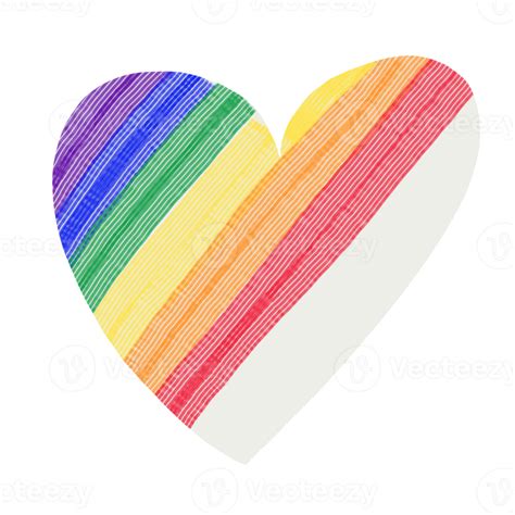 LGBT rainbow color in doodle heart freehand shape 19898810 PNG