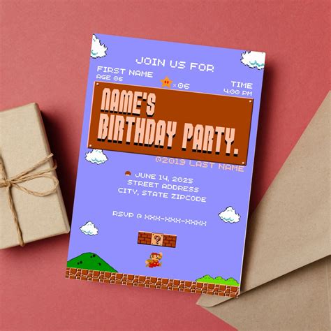 Super Mario Bros Party Invitation Retro - Etsy