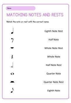 Music Notes and Rests - a matching activity - Music Distance Learning