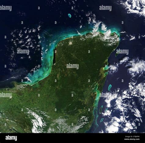 Satellite image of Chicxulub crater on the Yucatan Peninsula in Mexico Stock Photo - Alamy