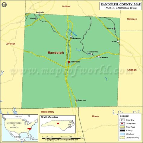 Randolph County Map, North Carolina