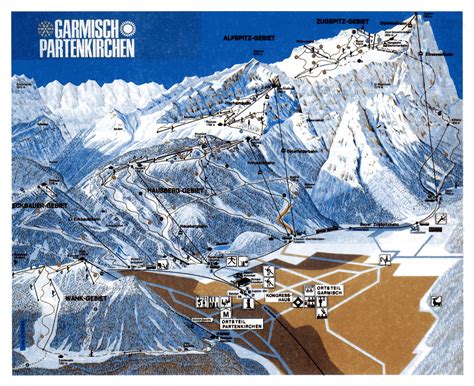 Large piste map of Garmisch-Partenkirchen Ski Resort - 1993 | Bavarian Alps (Ski Region ...