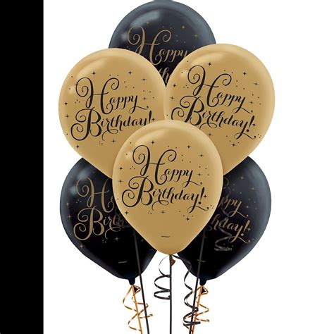 Black & Gold Birthday Balloons 15ct | Party City