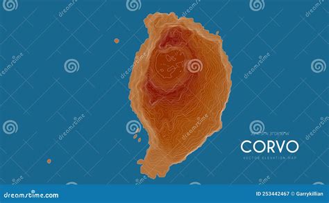 Topographic Map Of Corvo, Azores Islands, Portugal. Vector Detailed Elevation Map Of Island ...