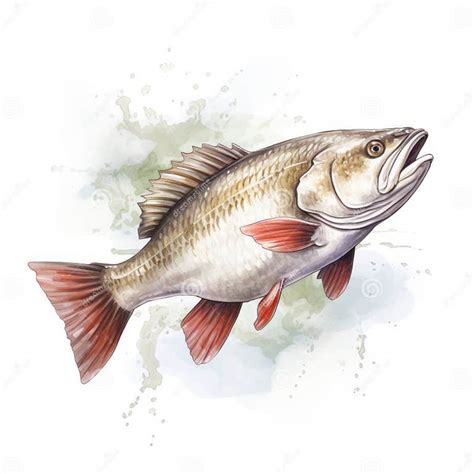 Watercolor Barramundi Clipart with Hyperrealistic Illustrations Stock ...