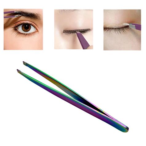 1PC Angled Slanted Eyebrow Tweezers Stainless Steel Face Hair Removal ...