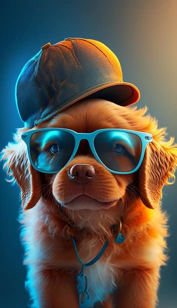 Premium AI Image | A dog with a hat and glasses