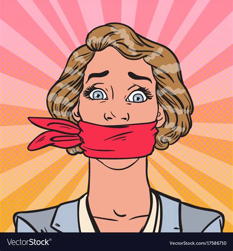 Pop art speechless silenced business woman Vector Image