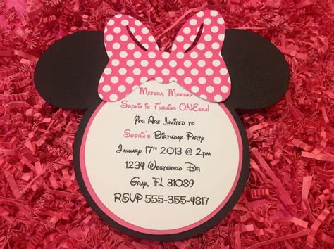 MINNIE MOUSE Birthday Party Invitations With Pink Polka Dot - Etsy