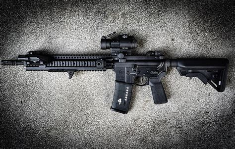 HD wallpaper: black assault rifle with tactical scope, weapons ...